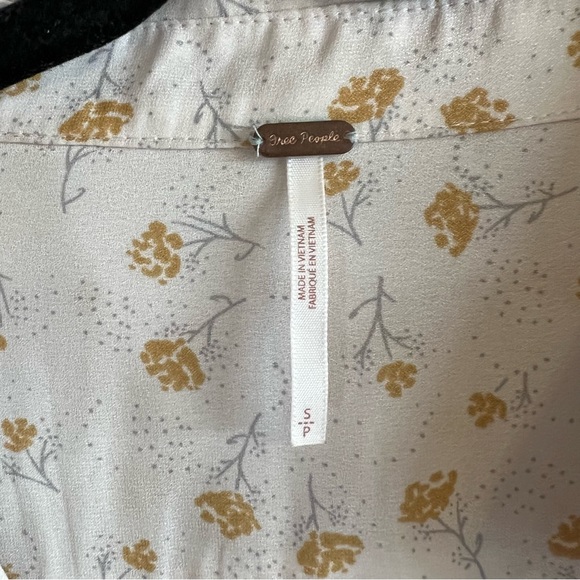 Free People Modern Muse Blouse Ivory Combo Small Button Down Top - Picture 7 of 9